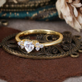 Heart Cut Classic Moissanite Engagement Ring Side with 3-stone